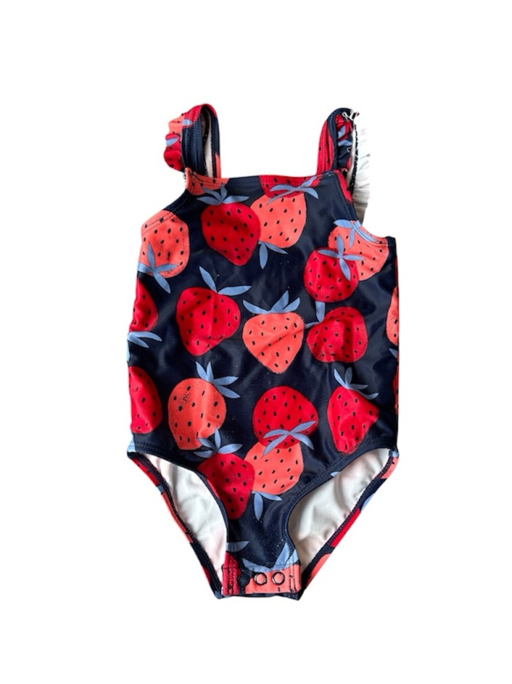 Carter’s Strawberry One Piece Swimsuit | Red & Blue | Size 18m | Easy Snap